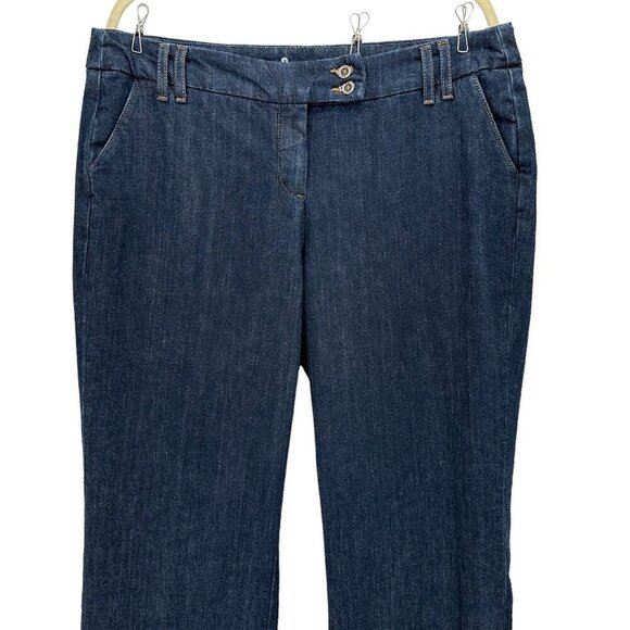 Boden Dark Denim Cuffed Wide Leg Jeans Womens 12L - Long - Picture 2 of 8